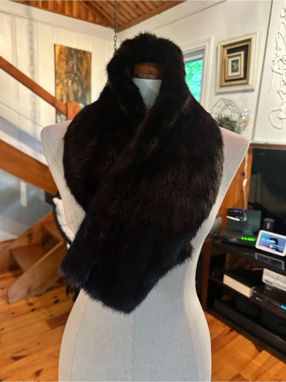 Luxurious Dark Brown mink fur Scarf Stole for Women